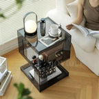 Clear Acrylic End Table, Acrylic Nightstand, 3 Tier Small Side Table, Modern Bedside Table, Coffee Table with Storage for Living Room Bedroom,Lake Blue