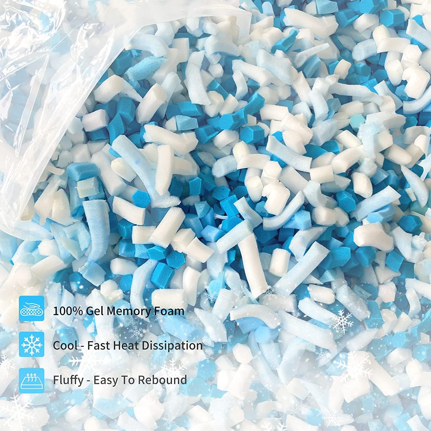 10LBS Shredded Memory Foam Filling Bean Bag Filler, Added Gel Particles Comfortable and Soft,Very Suitable for Filling Bean Bags, Pillows,Dog beds, Sofa Mats