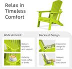 Aoodor Folding Adirondack Chair HDPE Outdoor All-Weather Chair for Patio, Garden, Backyard, Lawn, Fire Pit, Set of 2, Apple