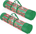 2Pack Christmas Gift Wrapping Paper Organizer Storage 40 Inch Wrapping Paper Storage Holder Gift Wrap Storage Containers Durable 600D Oxford Fabric for Holiday, Christmas, Fits 18-25 Rolls, Green