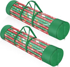 2Pack Christmas Gift Wrapping Paper Organizer Storage 40 Inch Wrapping Paper Storage Holder Gift Wrap Storage Containers Durable 600D Oxford Fabric for Holiday, Christmas, Fits 18-25 Rolls, Green