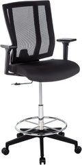 Vari Drafting Chair (VariDesk) - Tall Adjustable Office Chair with Footrest & Rolling Casters - Ergonomic Mesh Back for Lumbar Support - Ideal for Artist, Drafting Desk, or Counter Work - Black