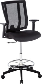 Vari Drafting Chair (VariDesk) - Tall Adjustable Office Chair with Footrest & Rolling Casters - Ergonomic Mesh Back for Lumbar Support - Ideal for Artist, Drafting Desk, or Counter Work - Black