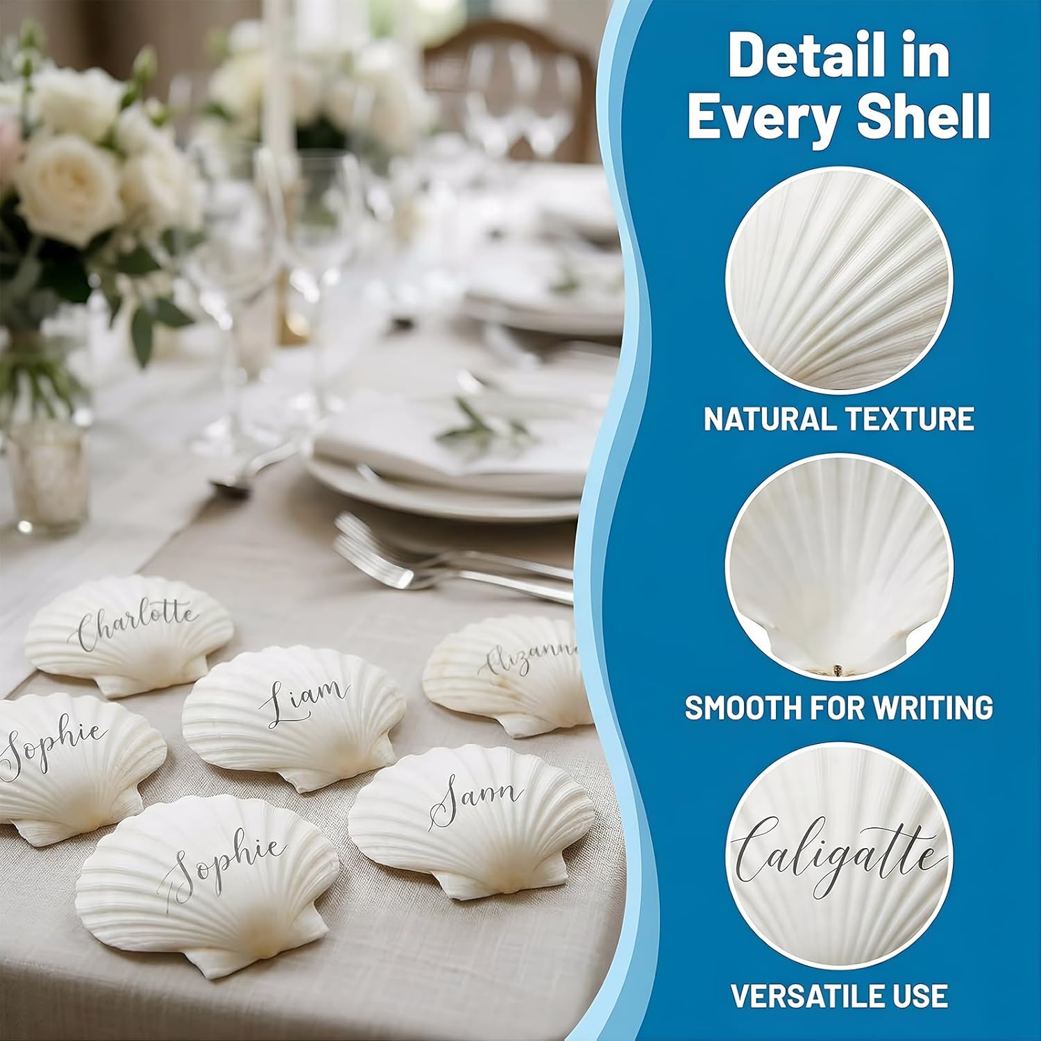 Large Seashells for Crafts 20 PCS, 4–5 Inch Scallop Shells Natural White for DIY Painting, Beach Decor, Wedding Party Supplies, Home Decor