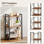 HOOBRO Bookshelf, 3-Tier Industrial Bookcase, Book Shelf Storage Organizer, Small Bookshelf with Metal Frame for Living Room, Bedroom, Home Office, Kitchen, Rustic Brown and Black BF71SJ01
