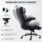 500lbs Big and Tall Office Chair Adjustable Lumbar Support for Back Pain, Extra Wide Seat Executive Office Chair Thick Armrest Pad, Heavy Duty Base&Upgraded Wheels, Ergonomic Comfy Computer Desk Chair