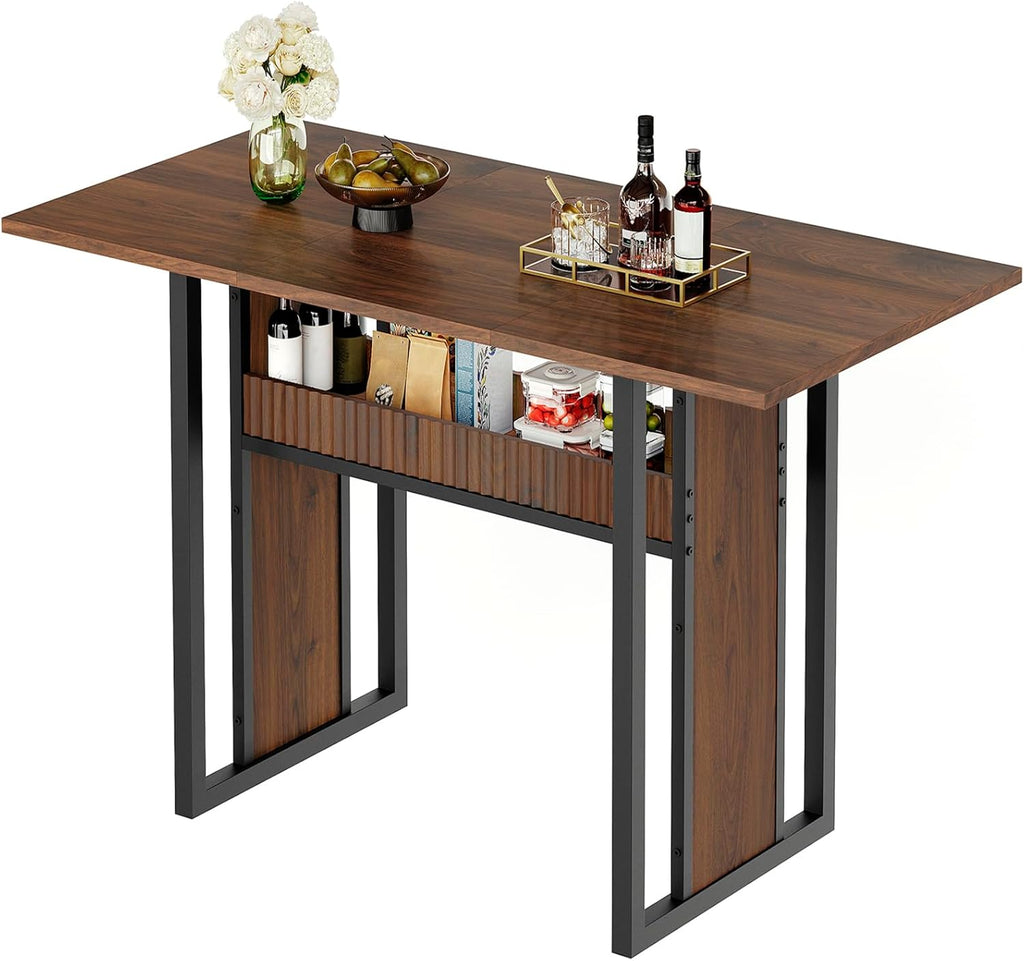 YATINEY 47.2 Inch Dining Table for 4, Kitchen Table with Storage, Morden Dining Room Table, Easy Assembly, Walnut CZ01BH