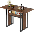 YATINEY 47.2 Inch Dining Table for 4, Kitchen Table with Storage, Morden Dining Room Table, Easy Assembly, Walnut CZ01BH