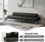 Modern Waiting Room Bench with Backrest Upholstered Office Guest Chair Metal Frame Reception Seating for Lobby Salon Airport Bank and Conference Room Black Frame 17" Dx47 Wx17 H