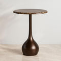 Marble Accent End Table for Home Decor - Decorative Small Table Stand for Bedroom Night Stand, Bedside, and Living Room Decor - Modern Side or Drink Table for Small Spaces - 20", Brown & Gold
