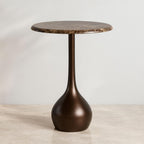 Marble Accent End Table for Home Decor - Decorative Small Table Stand for Bedroom Night Stand, Bedside, and Living Room Decor - Modern Side or Drink Table for Small Spaces - 20", Brown & Gold