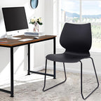 KLASIKA Stackable Waiting Room Chair, Stacking Office Chair with Ergonomic Lumbar Support and Metal Legs, Plastic Desk Chairs for Conference School Church Guest Reception Set of 12, Black