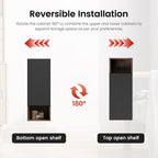 12" Floating Bathroom Storage Cabinet, Modern Wall Cabinets with Soft-Closing Door & Open Shelf, Bathroom Side Cabinet for Small Spaces, Apartment, Walnut+Black