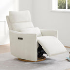 CHITA Swivel Rocker Recliner Chair, Power Nursery Glider Recliner, Nursery Rocking Chair with Adjustable Power Headrest, FSC Certified, Solid Wood Base, Cream