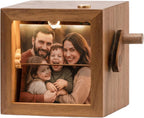 2026 Custom Photo Flip Book Frame For Mom Family Couple Hand Crank Flipbook Box Animation Machine Mechanical Photo Album Wooden Flip Book Gifts for Mothers Day Fathers Day Birthday (Black Walnut)