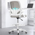 Kensaker Drafting Chair Tall Office Chair, Ergonomic Standing Desk Chair with Adjustable Foot Ring and Flip-up Armrests, Mesh Computer Chair for Art Studio, 300 LBS, Gray