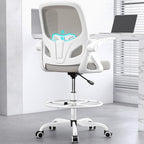 Kensaker Drafting Chair Tall Office Chair, Ergonomic Standing Desk Chair with Adjustable Foot Ring and Flip-up Armrests, Mesh Computer Chair for Art Studio, 300 LBS, Gray