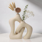 White Ceramic Vases Set of 2, Nordic Minimalist Modern Decor | Premium Matte Ceramic Finish；Modern Nordic Minimalist Style；Perfect for Fresh or Dried Flowers；Sturdy Chip-Resistant Build