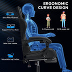 Gaming Chair with Massage Ergonomic Computer Chair with Footrest Reclining Video Game Chair for Boys with Adjustable Armrest Black