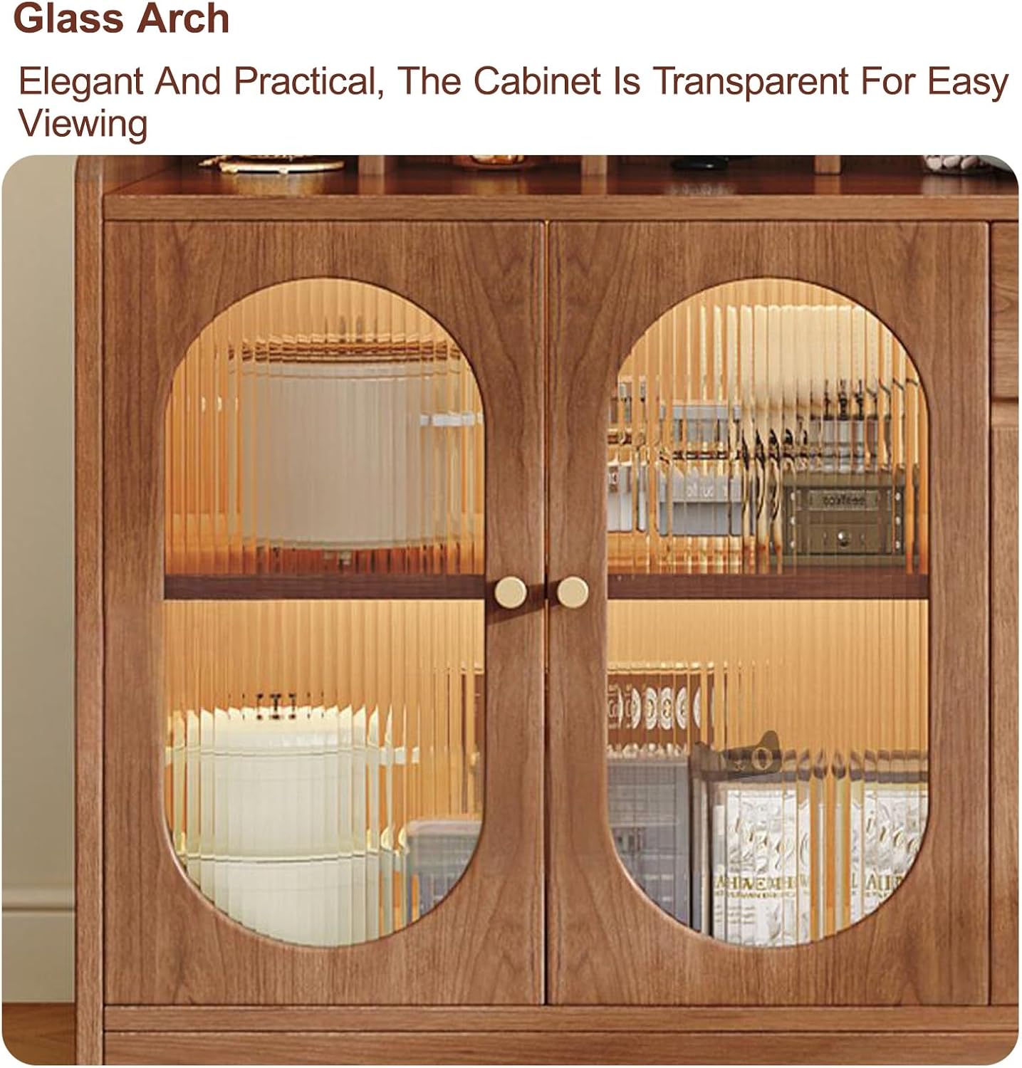 Kitchen Pantry Storage Cabinet, Tall Kitchen Storage Hutch Cabinet, Sideboard Buffet Cupboard, Freestanding Cupboard, for Bedroom, Dining Room, Office(Brown,125x100cm/49.2x39.4in)