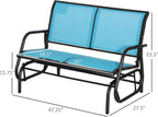 Outdoor 2-Seater Glider Loveseat - Steel FFor rame, UV-Resistant Blue Sling Fabric, Quick-Drying, 47.25" L x 27.5" W x 33.5" H, 440lb Capacity