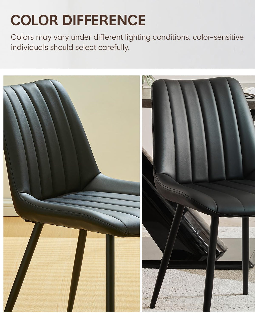 CLIPOP Dining Chairs Set of 2, Faux Leather Dining Chairs with Upholstered Seat, High Back Comfy Cushion, Metal Leg, Accent Kitchen Side Chair for Living, Restaurant & Meeting Room, Black