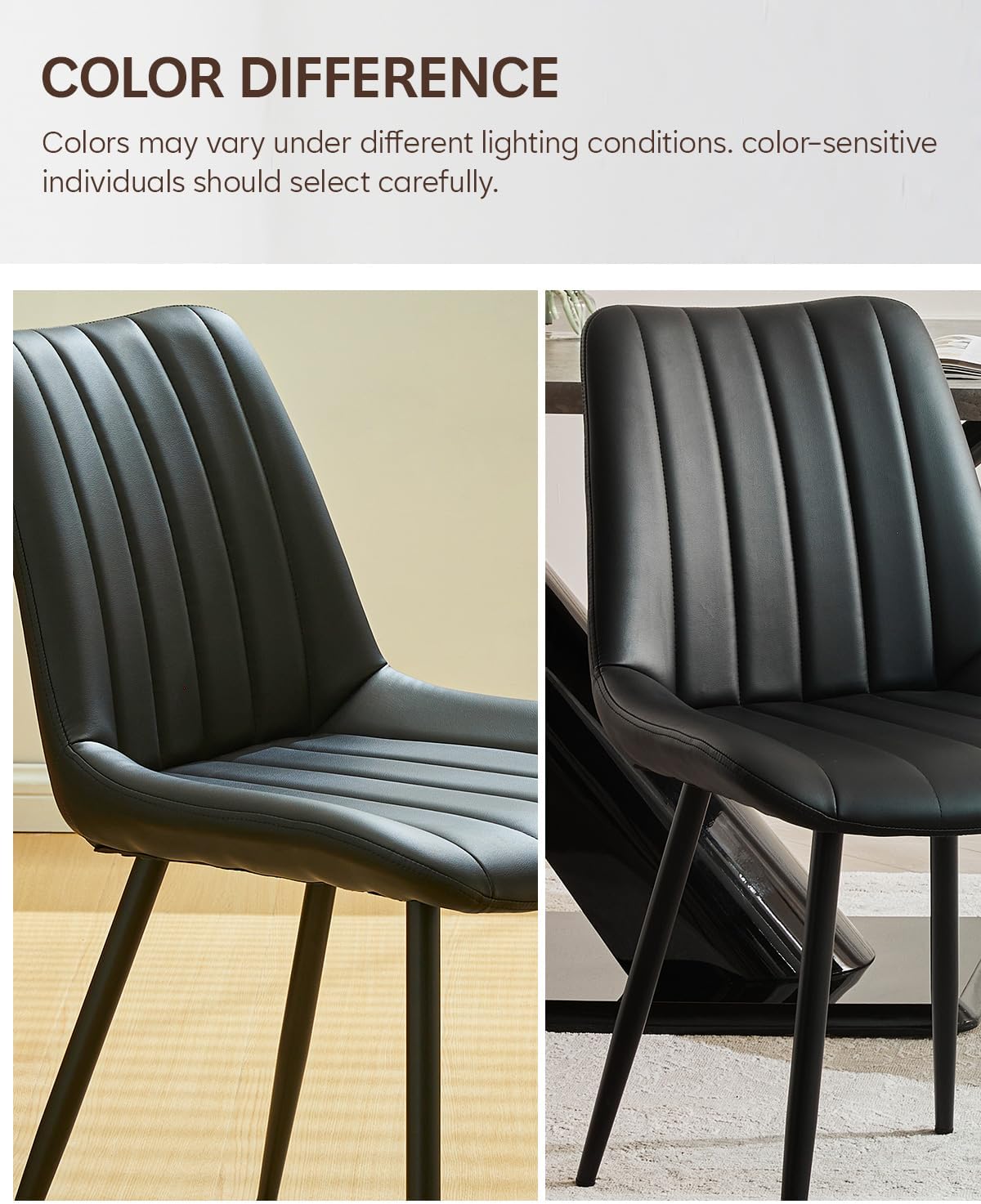 CLIPOP Dining Chairs Set of 2, Faux Leather Dining Chairs with Upholstered Seat, High Back Comfy Cushion, Metal Leg, Accent Kitchen Side Chair for Living, Restaurant & Meeting Room, Black
