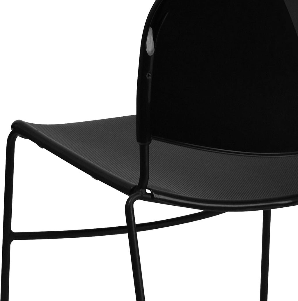 EMMA + OLIVER Black Ultra-Compact School Stack Chair - Office Guest Chair/Student Chair