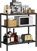 Kitchen Island with 3 Tier Storage, Height-Adjustable Kitchen Shelf, Microwave Stand for Dining, Sturdy Metal Frame, 30.7" L x 13.77" D x 31.51" H,Rustic Brown and Black