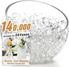 140,000 Clear Water Gel Beads for Vases, Transparent Water Gel Beads for Vase Filler, Candles, Wedding Centerpiece Floral Decorations