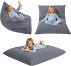 3-in-1 Kids Bean Bag Chair, Convertible Floor Cushion | Odor-Free Shredded Foam Resists Clumping, Removable Corduroy Cover, Cozy Lounge Seating for Bedrooms, Playrooms, Classrooms