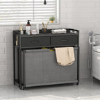 STIKELY Laundry Hamper Laundry Basket with 3 Section Pull-Out Rolling Bags, Laundry Sorter for Organization and Storage with 2 Pull-Out Drawers for Laundry Room, Bathroom, Bedroom Use (Black)