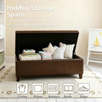 Joveco Storage Ottoman Bench, 51 Inch Leather Tufted Bench for End of Bed, Bedroom, Living Room, Brown
