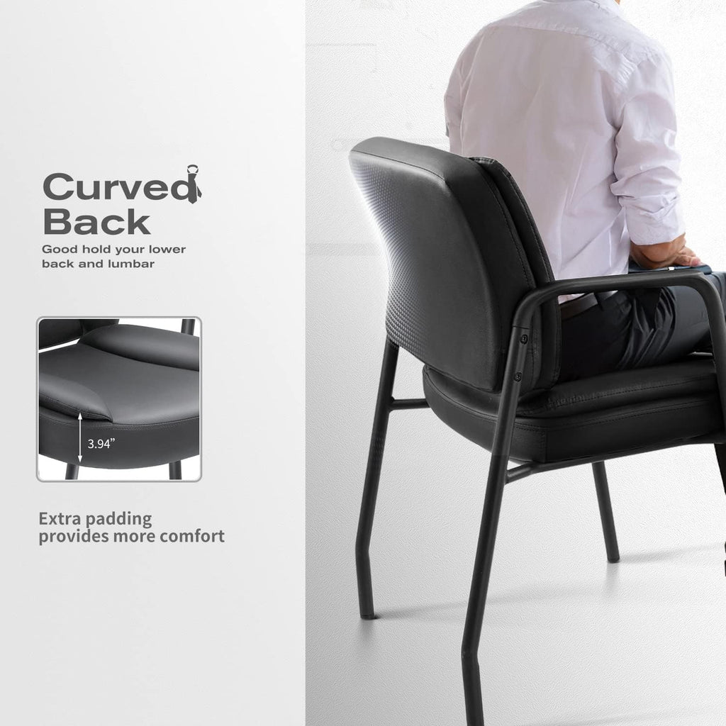 JUMMICO Office Guest Chair Reception Chair for Office Reception Lobby PU Leather Waiting Room Chair with Armrests Executive Office Chair Upholstered Set of 2