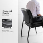 JUMMICO Office Guest Chair Reception Chair for Office Reception Lobby PU Leather Waiting Room Chair with Armrests Executive Office Chair Upholstered Set of 2