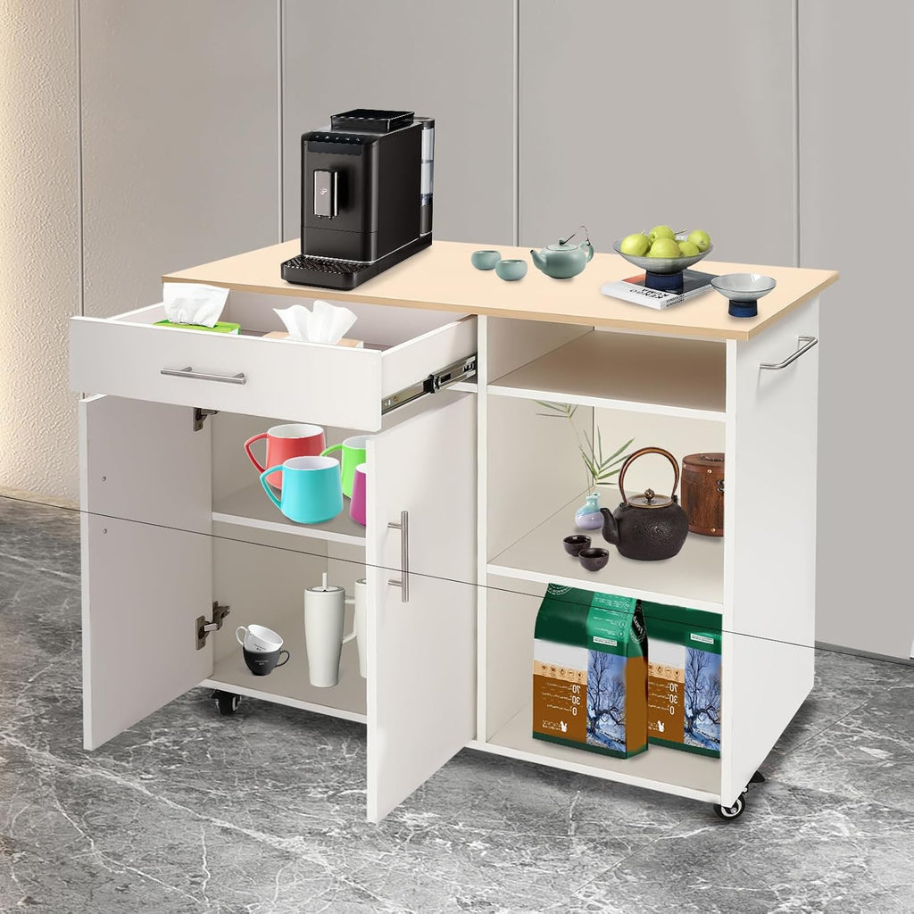 Kitchen Island Cart with Storage, Kitchen Island Cart with Storage, Adjustable Shelf & Towel Rack, Rolling Island Table, Rolling Kitchen Trolley Cart with Brakes for Kitchen,Dinning Room,Black