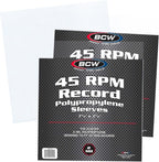 BCW 45 RPM Record Sleeves - 200 Count | Fits Standard 7 Inch Single 45s | Snug-Fit 2 Mil Polypropylene Outer Sleeves | Archival Plastic Covers for Vinyl Record Storage and Protection