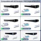 PS5/Slim/Pro Horizontal Stand with Cooling Fan & Charger for Original & Edge Controllers, Scalable Design PS5 Accessories Base with EVA Foams for All PS Five Disc & Digital, PS 5 Sideways Stand White