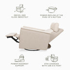 Namesake Willa Plus Power Recliner Glider, Performance Beach Eco-Weave | GREENGUARD Certified Recliner w/ 270° Swivel - Built-in USB Charging Port w/ Adjustable Headrest - Water & Stain Resistant