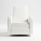 Storkcraft Santa Monica Power Recliner Swivel Glider (Ivory Basketweave) – Effortless Electronic Power Recline, USB-A & USB-C Charger