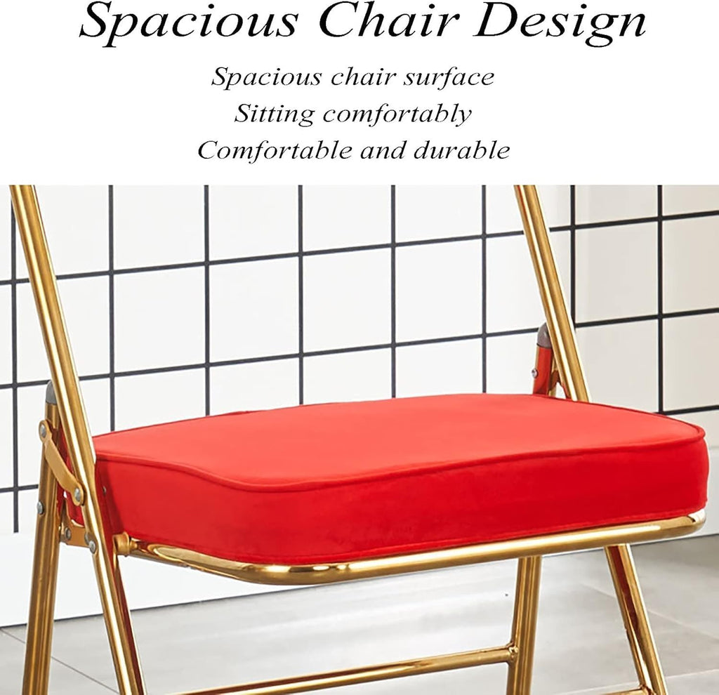 Folding Conference Chair with Faux Leather Cushion Backrest Comfortable and Durable Red Plating(Black Plating)