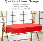 Folding Conference Chair with Faux Leather Cushion Backrest Comfortable and Durable Red Plating(Black Plating)