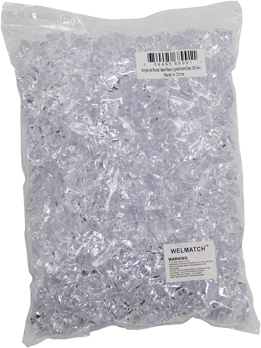Clear Acrylic Ice Rock Crystals Treasure Gems For Table Scatters, Vase Fillers, Wedding, Banquet, Party, Event, Birthday Decoration (Clear, 385)