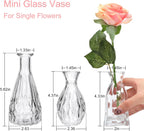 Glass Bud Vases in Bulk, 3pcs Small Glass Vase for Elegant Centerpieces | Mini Vases for Flowers ,Small Vases for Home Wedding, Living Room,Bud Vases for Wedding Party Holiday Gift
