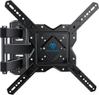 PERLESMITH Full Motion TV Wall Mount for 27-60 Inch Flat & Curved TVs, Single Stud TV Mount with Articulating Swivel Tilt - Wall Mount TV Bracket VESA 400x400mm up to 77 lbs, Perfect Center Design