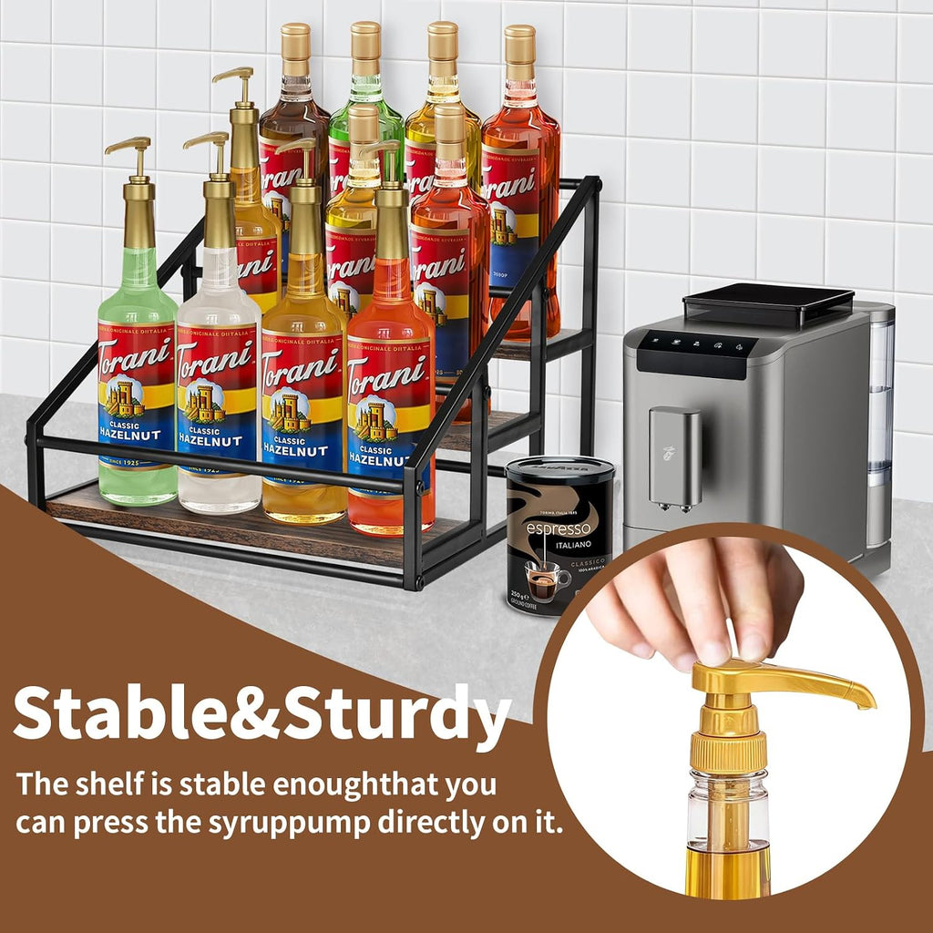 YQBRAO Coffee Syrup Rack Organizer, 3-Tier 12 Bottles Syrup Rack for Coffee Bar,Syrup Stand for Kitchen Coffee Station,Syrup Holder,Liquor Bottle Display Shelf