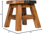 Sleepy Dog Design Hand Carved Acacia Hardwood Decorative Short Stool