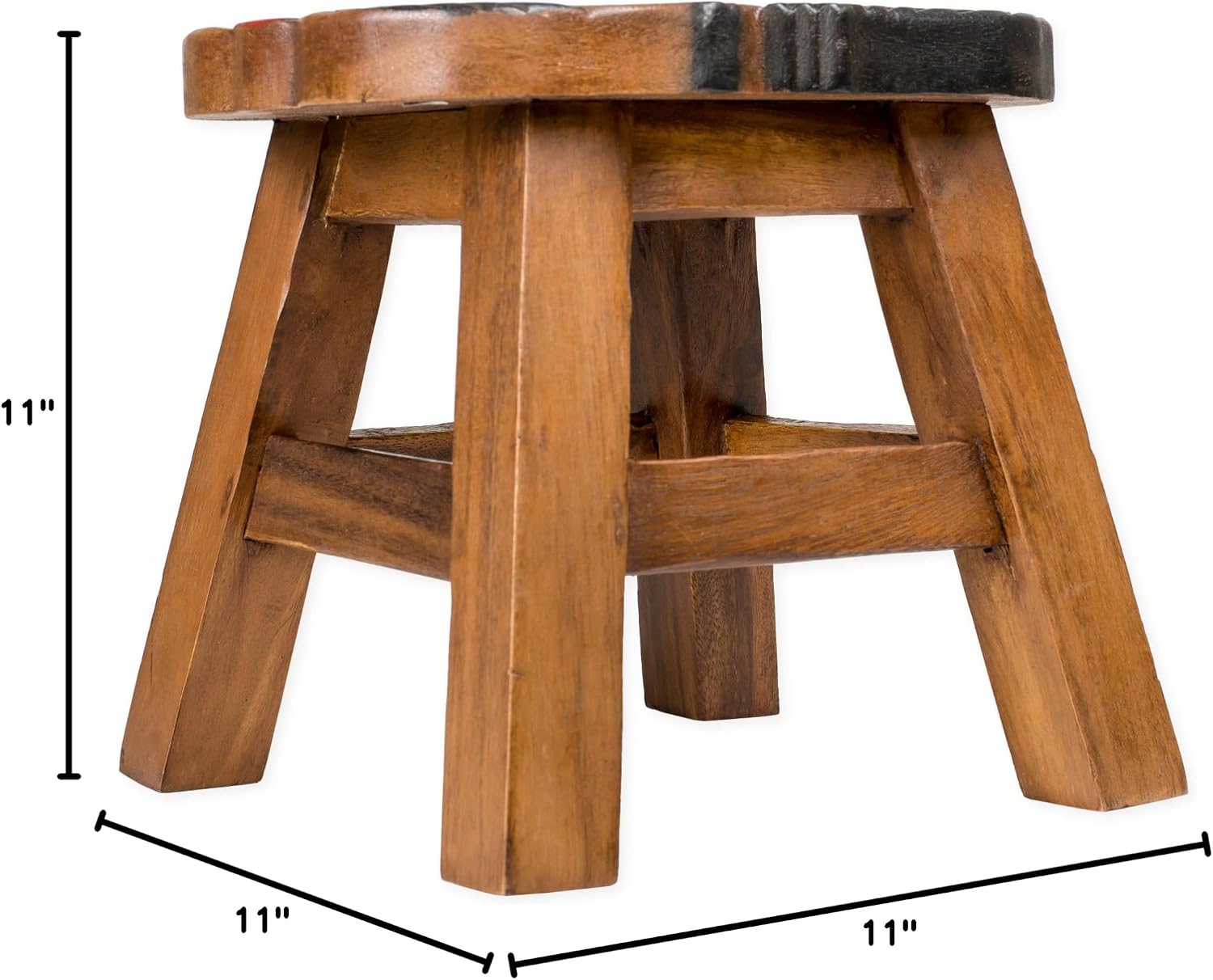 Sleepy Dog Design Hand Carved Acacia Hardwood Decorative Short Stool