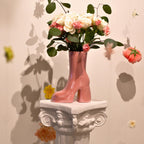 Reimagine Discovery Pink Boot Vase, Maximalist Ceramic Flower Vase, Pink Room Decor for Office, Bedroom & Living Room, Aesthetic Room Decor for Desk, Shelf, Table, Bar & Vanity