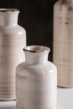 CwlwGO-Small White Ceramic Vase Set,Rustic Flower Vases for Home Décor,Flower Vase,Farmhouse Country Décor,Living Room Centerpiece Table Decorations,Shelf & Mantel Decor.